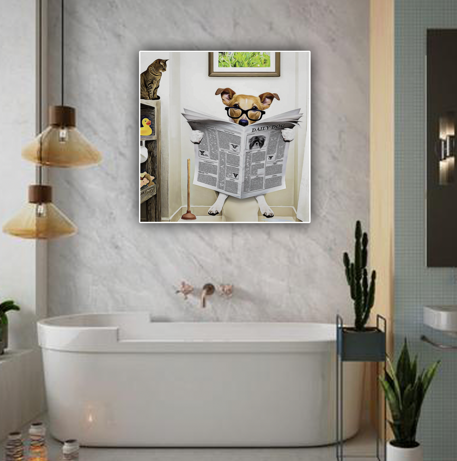 Hond op de WC Diamond Painting Planet