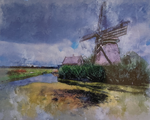 Nederlandse molen 40x50cm (Morgen in huis) Diamond Painting Planet