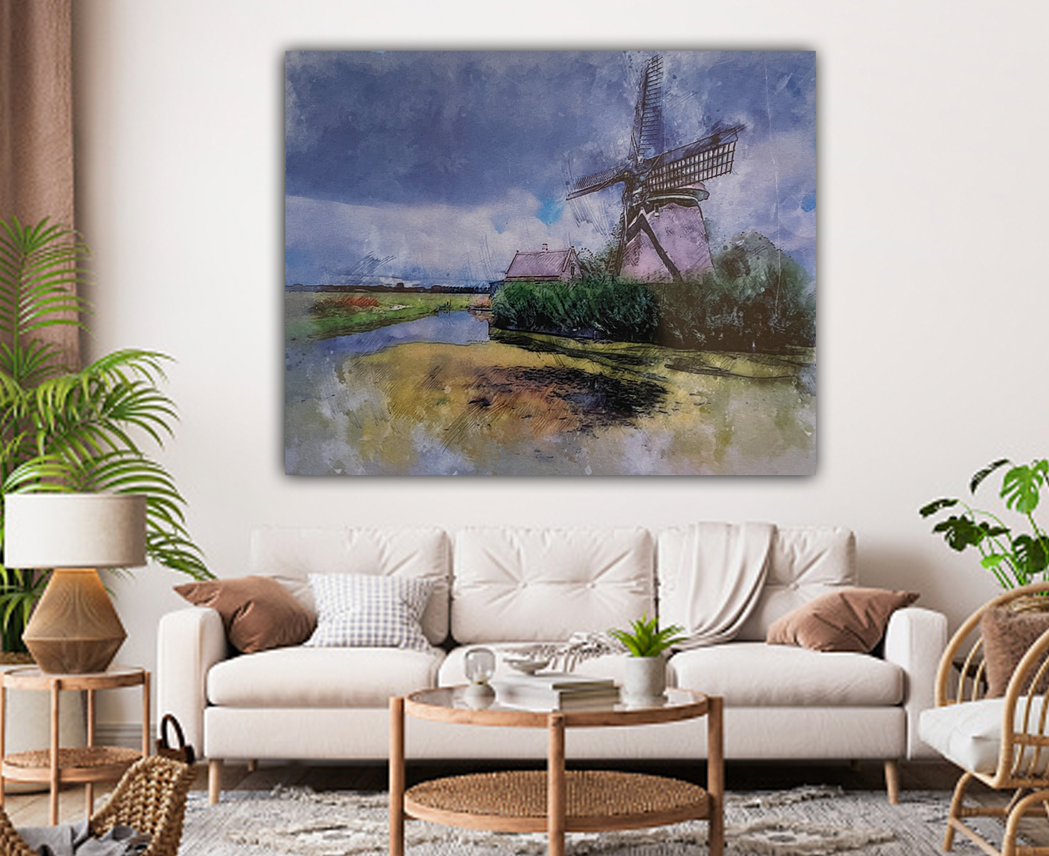 Nederlandse molen 40x50cm (Morgen in huis) Diamond Painting Planet