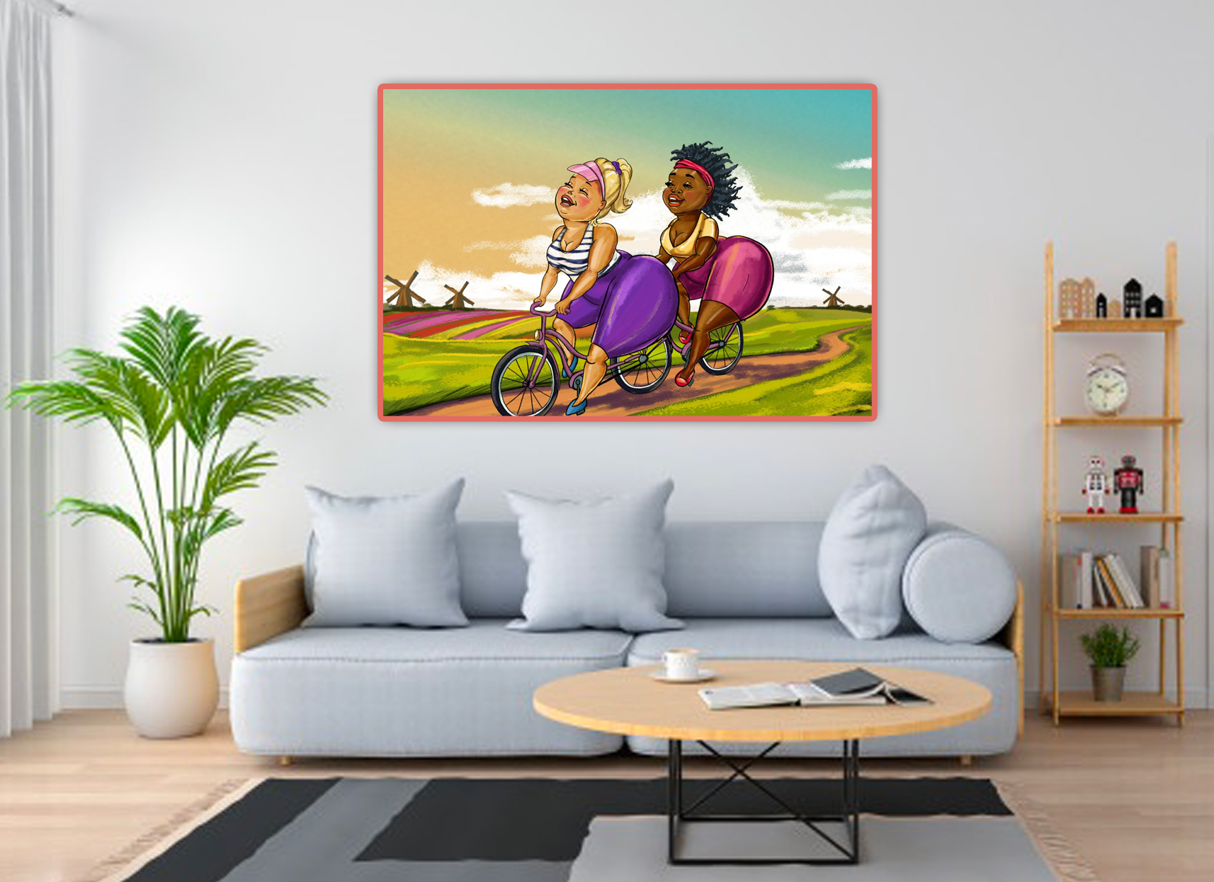 Dikke Dames op de fiets in Nederland Diamond Painting Planet