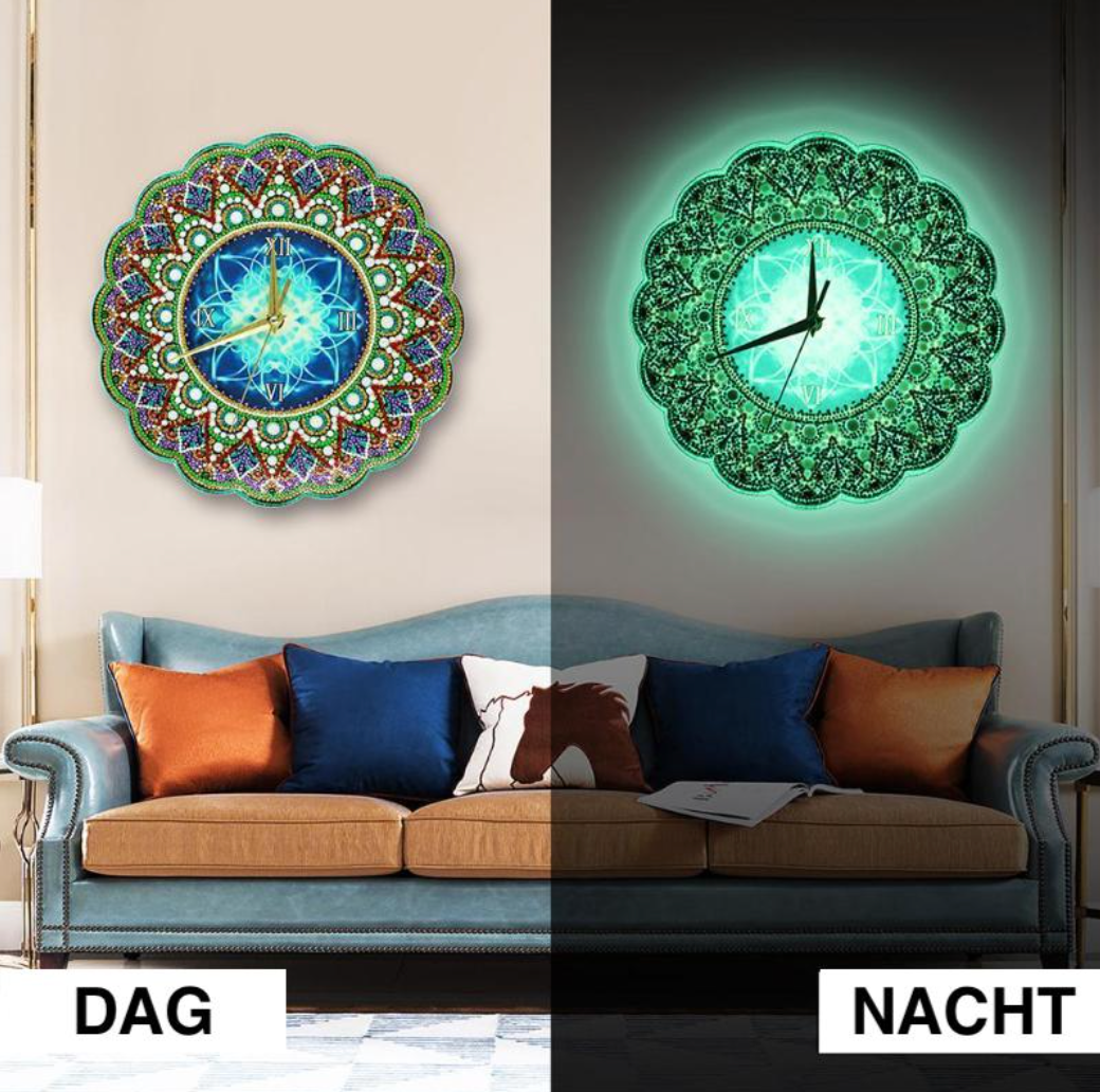 Glow in the dark diamond painting klok Diamond Painting Planet