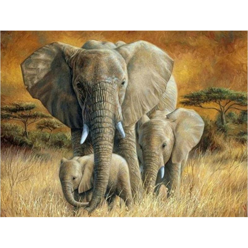 Olifanten familie Diamond Painting Planet